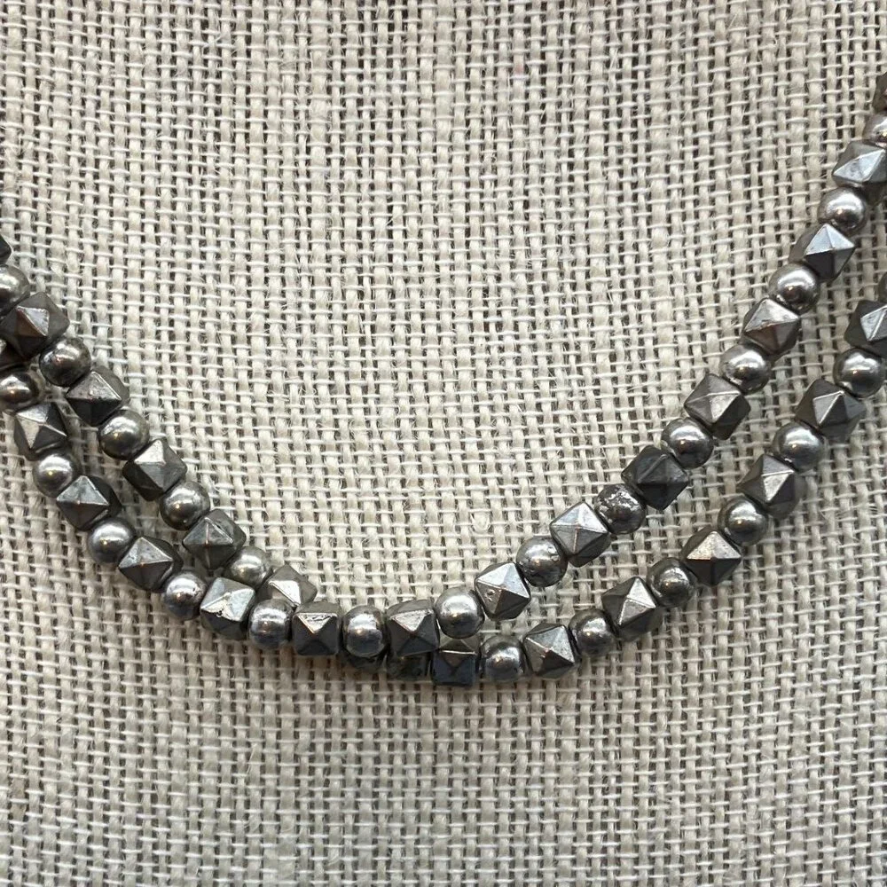 Moon C Paris Necklace Silver Dual Strand Geometric Beads Adjustable Chain BoHo - Picture 7 of 8